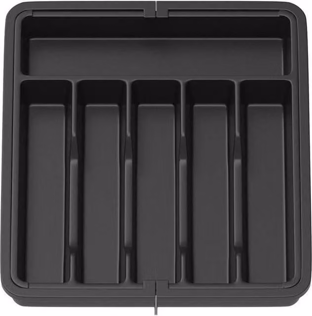 PAWNORA Black Plastic Cutlery Tray with Compartments