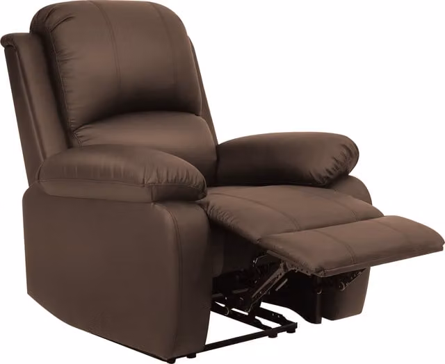 Comfy Living Brown Synthetic Leather Reclining Sofa Set with 3-Seater, 2-Seater and Armchair