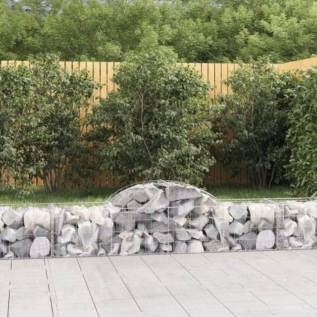 Berkfield Home Arched Gabion Baskets, 6 Piece Set, Silver Galvanised Steel, W: 200 cm, D: 50 cm, H: 40-60 cm