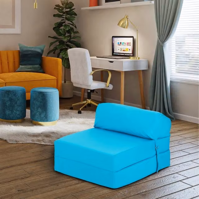 Ready Steady Bed Water Resistant Single Z Bed Folding Mattress Guest Futon Sofa Bed in Turquoise