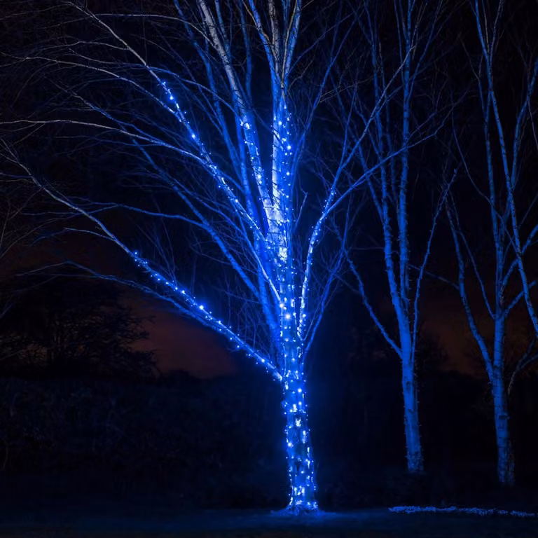 Pro Connect Blue LED Connectable String Lights with Black Cable, 200m