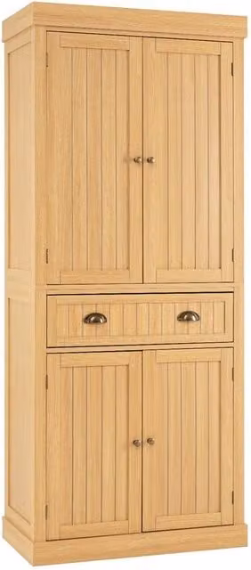 KORVIXA Large 2-Door Pantry Cabinet and Tall Utility Storage Unit in Brown or Sand, W/H: 100 x 100 cm
