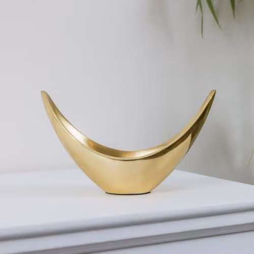 Melody Maison Minimalist Gold Metal Decorative Tabletop Bowl