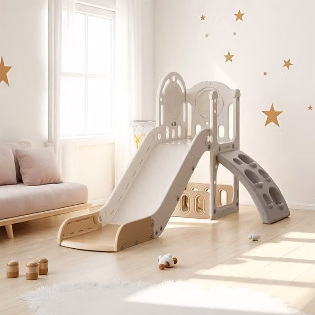 Komore 3-in-1 Toddler Slide Play Set in Orange and White