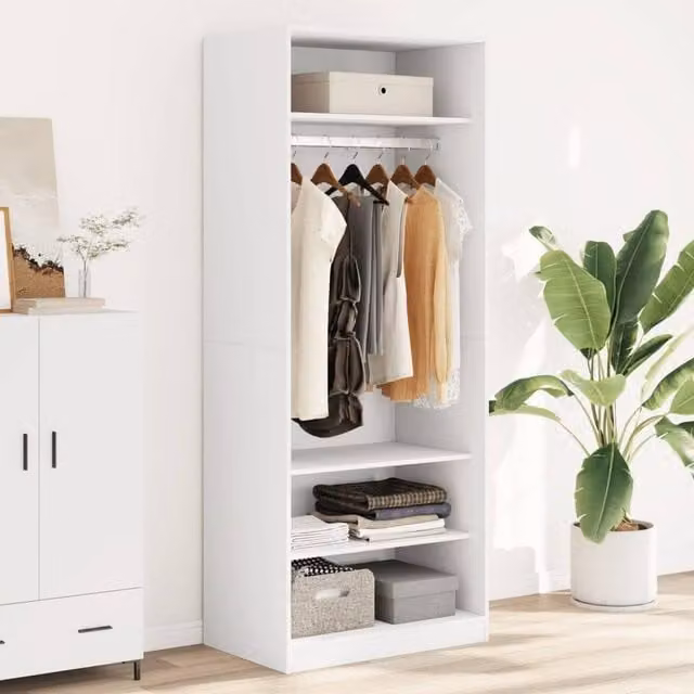 Berkfield Home White Minimalist Wardrobe with Hinged Doors, W/D/H: 80 x 50 x 200 cm