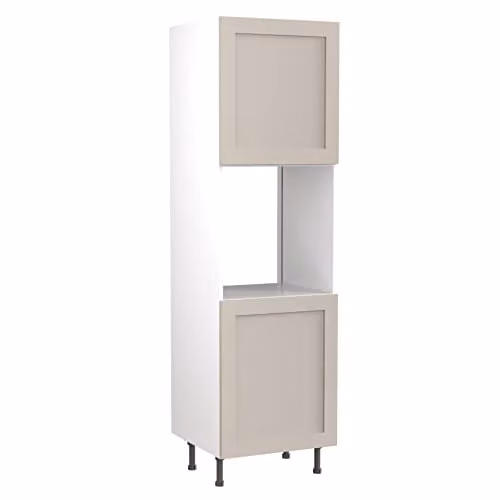 Kitchen Kit Shaker Door Tall Oven Housing Unit in Light Grey Matt, W: 60 cm, H: 212 cm