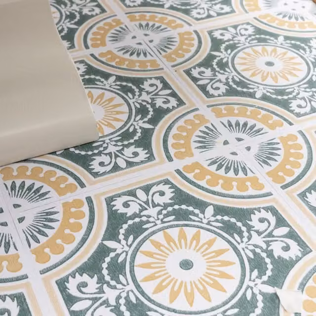 Floor Pops Ezra Yellow Self-adhesive Vinyl Floor Tiles W/D: 30.48 x 30.48 cm