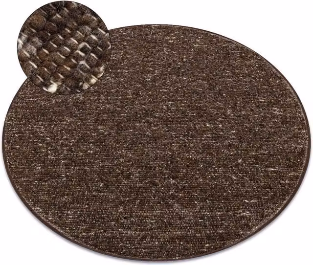 RugsX Nepal Round Woven Wool Rug in Brown, Diameter: 120 cm
