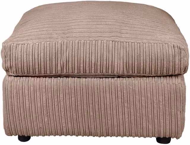 LUXURY LIFE Declan Jumbo Cord Fabric Footstool in Light Brown, W/D/H: 60 x 60 x 65 cm