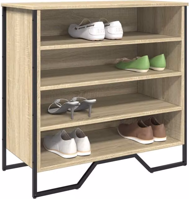 Berkfield Home Shoe Cabinet in Sonoma Oak with Integrated Seat, W/D/H: 80 x 38 x 78 cm