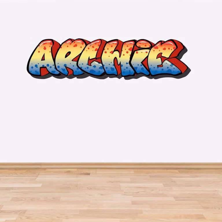 60 SECOND MAKEOVER Personalised Graffiti Name Wall Sticker Decal, Multicolour, Width: 60 cm