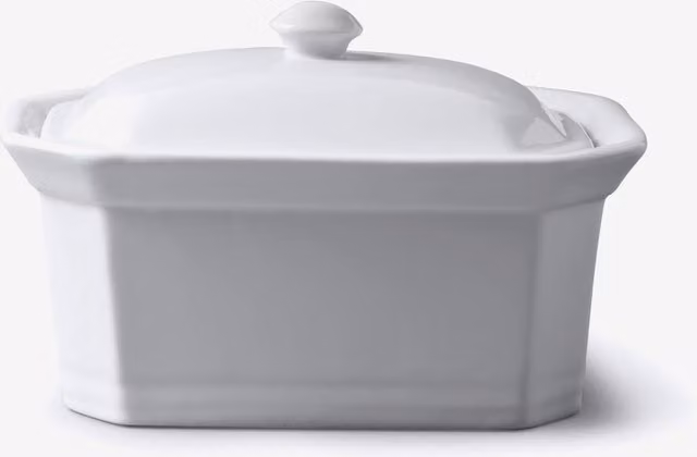 WM Bartleet & Sons White Porcelain Terrine Butter Dish with Lid