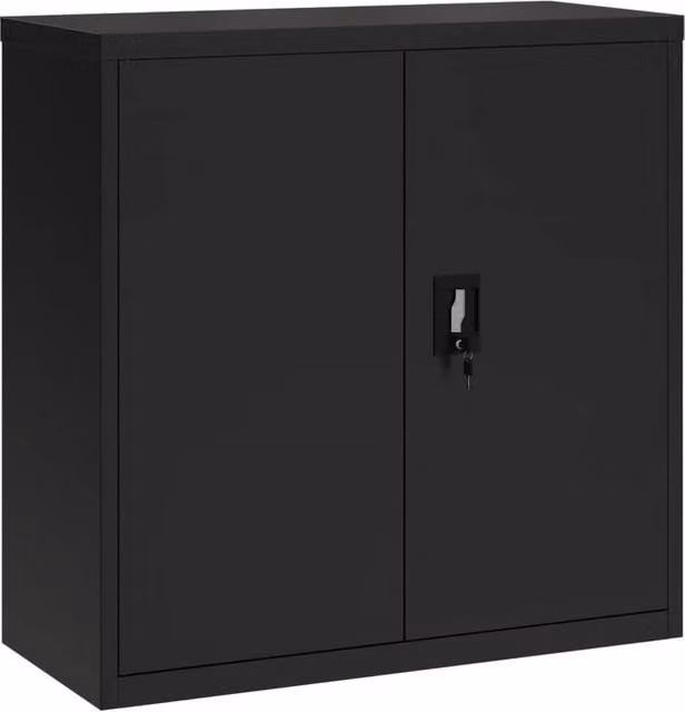 Berkfield Home Black Steel File Cabinet with Hinged Doors and Adjustable Shelves, W/D/H: 90 x 40 x 90 cm