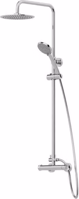 KORVIXA Chrome Thermostatic Shower Mixer Set with Overhead Rain Shower and Hand Shower in Silver