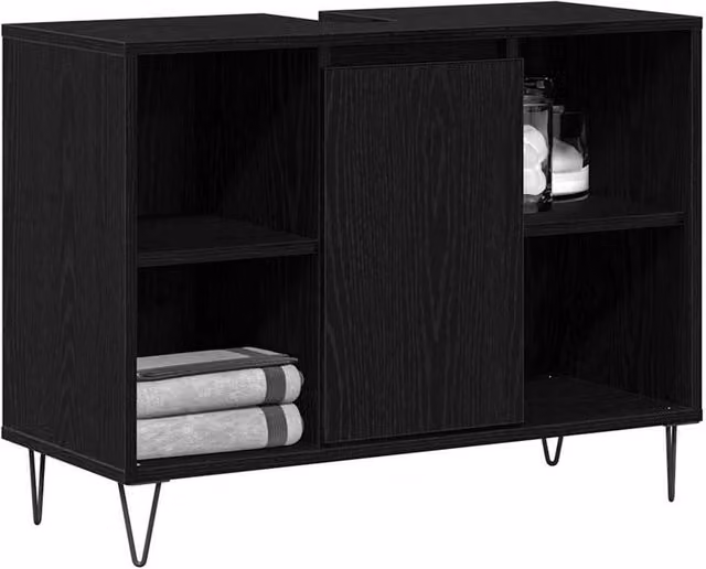 Berkfield Home Black Oak MDF Bathroom Vanity Unit