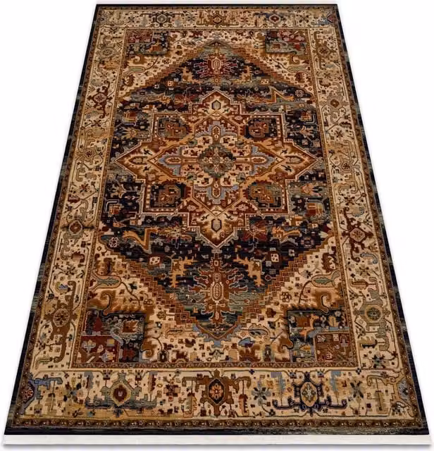 RugsX Wool Keshan Oriental Rug in Beige and Multicolour, W: 80 cm, L: 145 cm