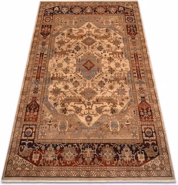 RugsX Wool Keshan Oriental Rug in Beige, W: 80 cm, L: 145 cm