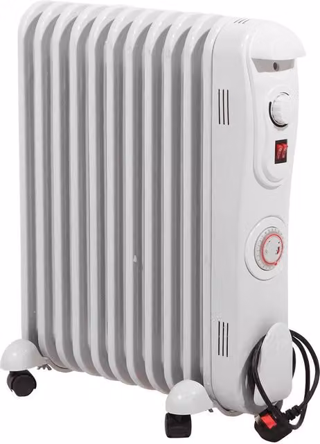 mysmartbuy 2.5kW 11 Fin Oil Filled Radiator with Adjustable Thermostat and Overheat Protection, White
