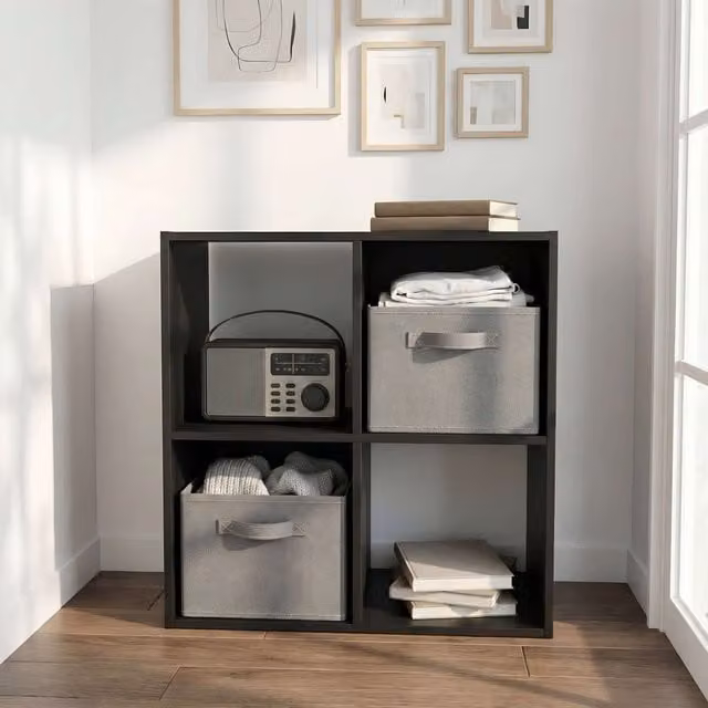 Home Garden Direct Jane 2x2 Cube Storage Box Bookshelf in Black