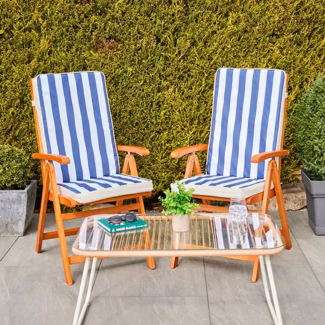 ICON Navy Blue Deck Stripe High Back Seat Pad