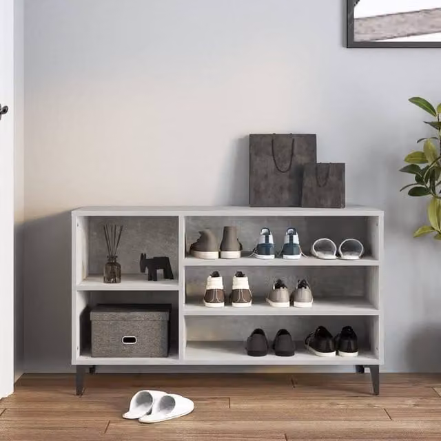 Berkfield Home Shoe Cabinet in Concrete Grey, W: 102 cm, D: 36 cm, H: 60 cm