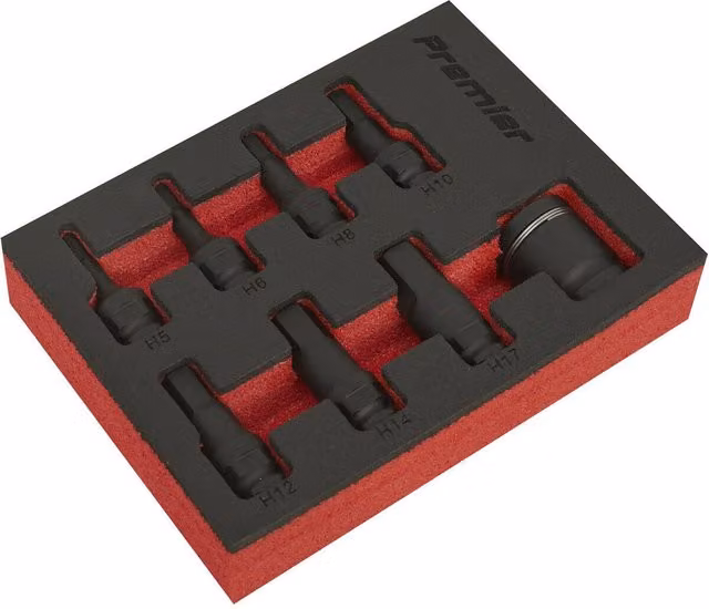 Loops 8 Piece Premium Hex Impact Socket Bit Set in Black and Multicolour, 3/8 inch Sq Drive with Quick Change Adaptor, Made from Chrome Molybdenum Steel