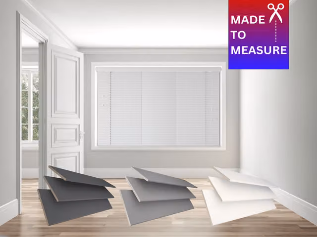 Caecus Made To Measure Faux Wood String Venetian Blind in White, W: 200 cm, H: 105 cm
