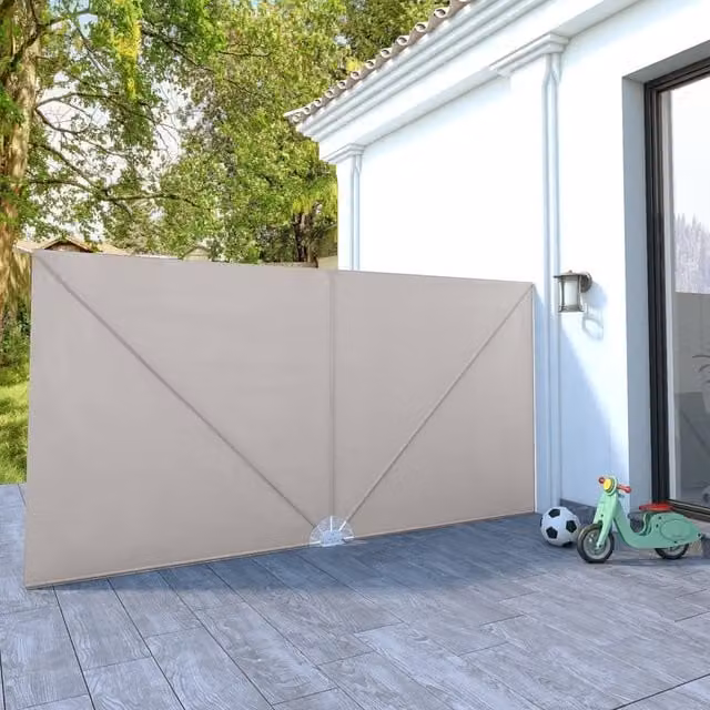 Berkfield Home Collapsible Terrace Side Awning in Beige, W: 400 cm, D: 200 cm