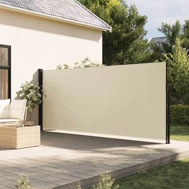 Berkfield Home Retractable Side Awning in Cream, W/H: 600 x 180 cm