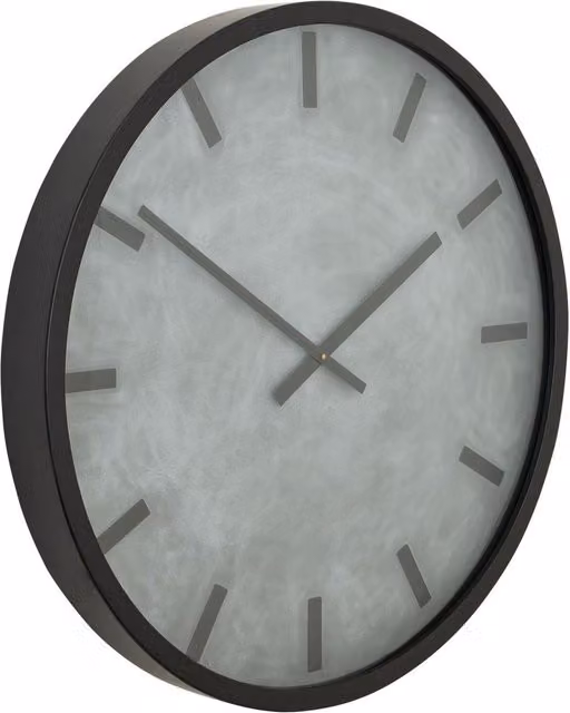 KDMK Industrial Decor Concrete Effect Round Analog Wall Clock in Black