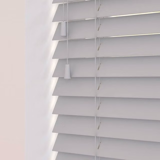 NewEdgeBlinds Wooden Venetian Blinds with Cord in Relaxed Grey, Width: 150 cm