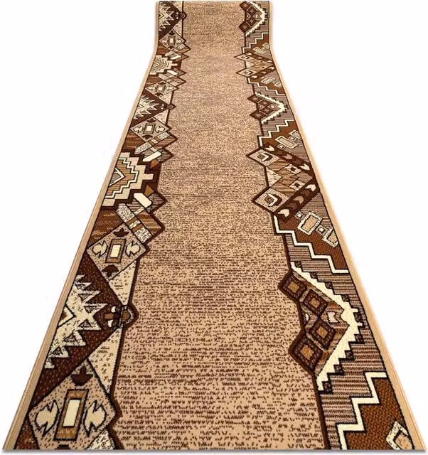 RugsX Bcf Baryton Ethnic Runner in Beige, W: 100 cm, L: 370 cm