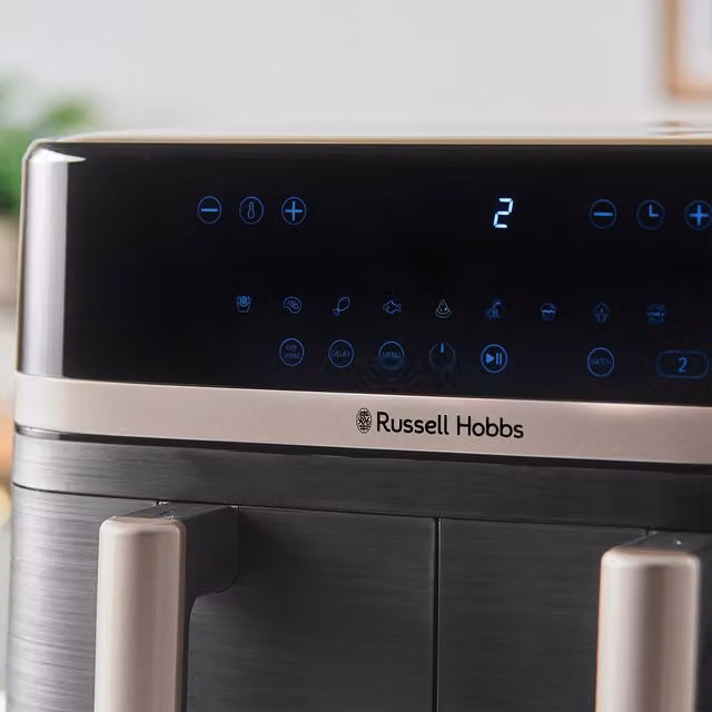 Russell Hobbs Satisfry Dual Zone Air Fryer with Digital Display, 9L, Black