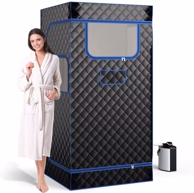 Costway Portable Full Body Steam Sauna Box with 3L Steam Generator in Black
