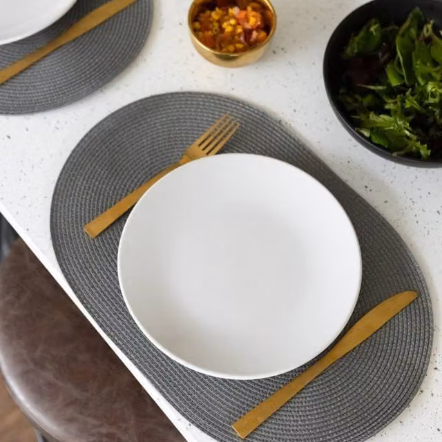 D-C-Fix Wipe Clean Woven Oval Placemats in Steel Grey, 6 Pack