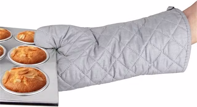 Nordara Extra Long Heat Resistant Cotton Oven Gloves, Grey, Pack of 2, Length: 55 cm