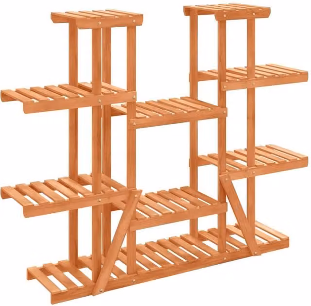 Berkfield Home Retro Solid Wood Fir Flower Stand, Brown, W/D/H: 25 x 110 x 110.5 cm