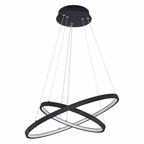 Globo Lighting Modern Black Ring LED Suspended Pendant Light with Dimmable Warm White Illumination