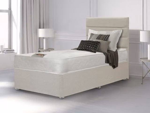 Deluxe Super Damask Orthopaedic Divan Bed, 3ft6 Large Single, Beige, W/D/H: 90 x 190 cm