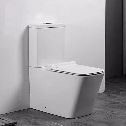 Limoge Medellin Close-Coupled Ceramic Toilet in White with Rimless Design and Soft-Close Seat