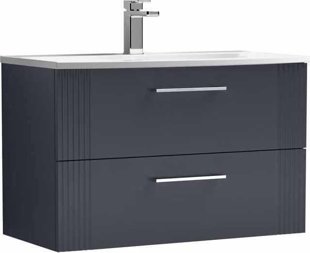 Balterley Wall Mounted 2 Drawer Bathroom Vanity Unit with Basin in Anthracite Grey, W/D/H: 80 x 39.5 x 53 cm