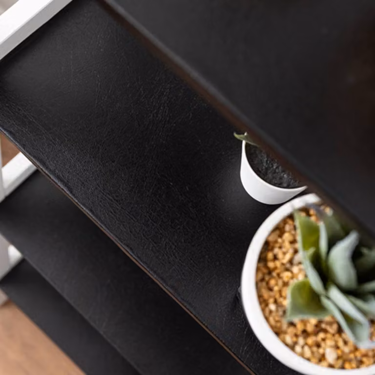 D-C-Fix Black Leather Effect Self-adhesive Vinyl Wrap for Doors and Furniture, W: 45 cm, L: 5 m