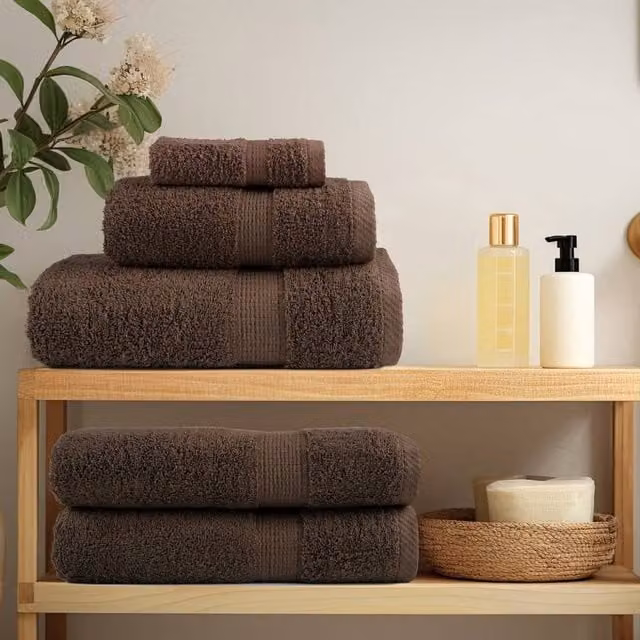 Berkfield Home SOLUND Premium Cotton Terry Shower Towels, 2 Pack, Brown, W: 70 cm, L: 140 cm, 600gsm
