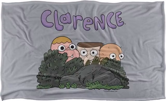 Cartoon Network Clarence Gang Super Soft Fluffy Polyester Throw Blanket in Multicolour and Grey, Extra Large