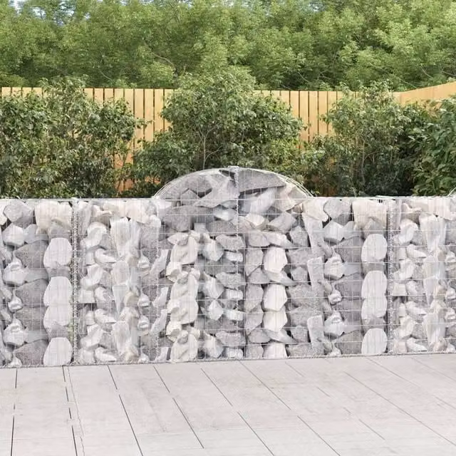 Berkfield Home Arched Gabion Baskets, 3 Piece Set, Silver Galvanised Steel, W: 200 cm, D: 30 cm, H: 100-120 cm