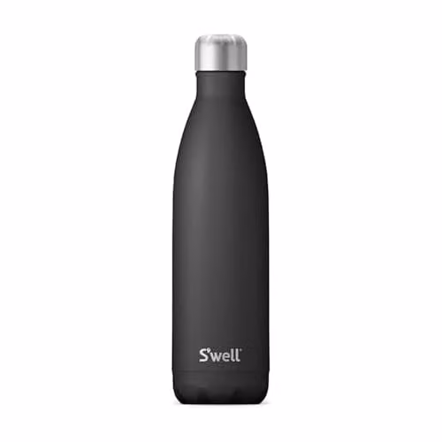 S'well Vacuum Insulated Stainless Steel Water Bottle, Black, 739 ml