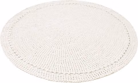 Zuri House Nebo Crochet Round Rug, Ivory White, Diameter: 170 cm