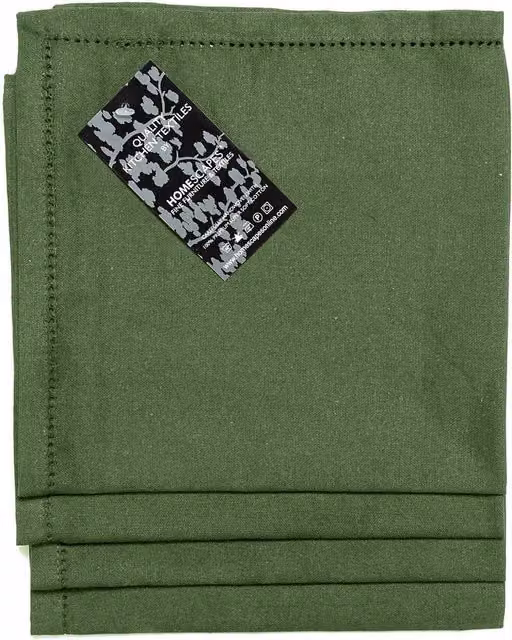 Homescapes Set of 4 Plain Cotton Napkins in Green
