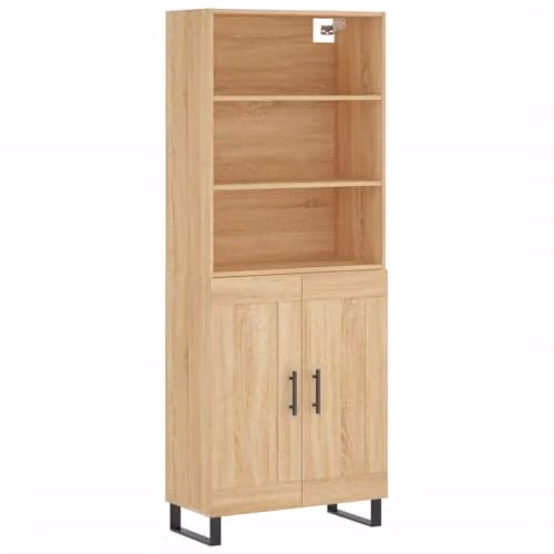 vidaXL Industrial Style Highboard Sideboard in Sonoma Oak and Brown, W/D/H: 180 x 69.5 x 39.57 cm