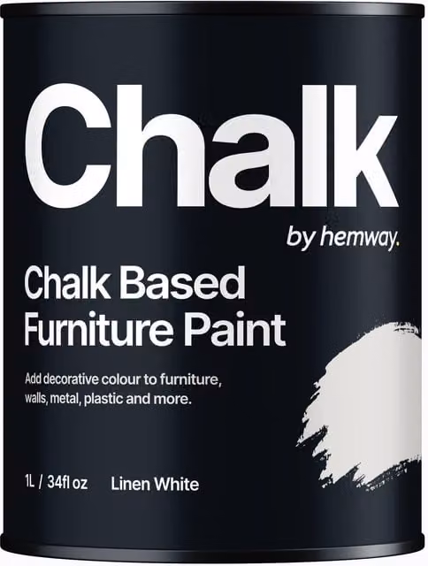Hemway Chalk Based Furniture Paint in Flat Matt Linen White, 1L